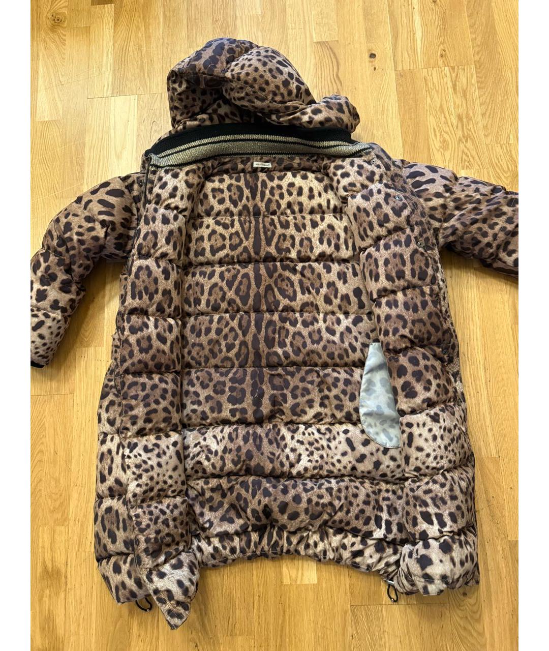 DOLCE&GABBANA Коричневый полиэстеровый пуховик, фото 4