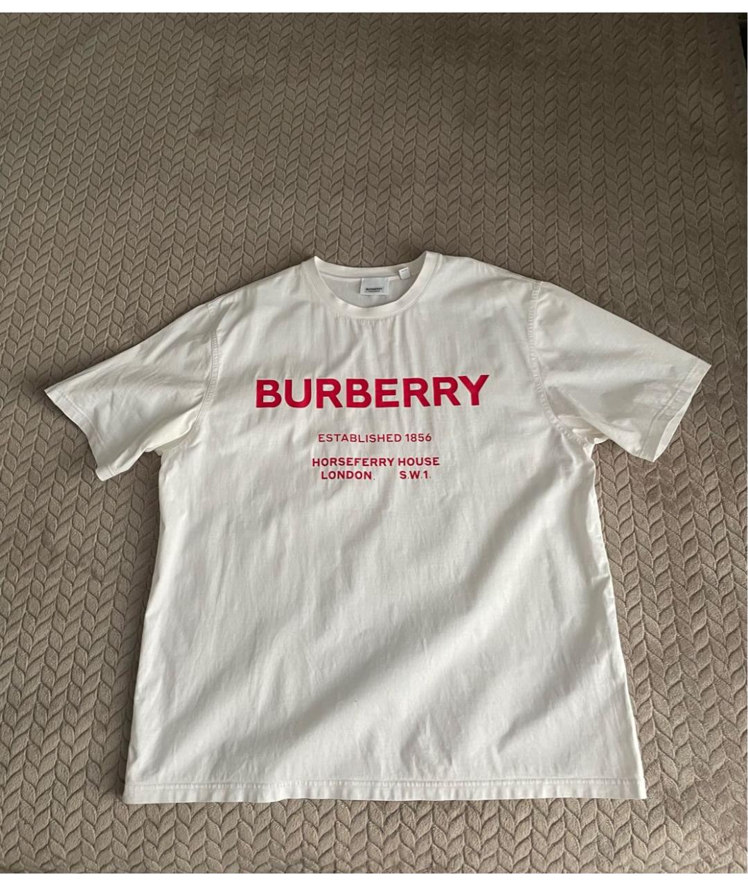 BURBERRY Белая хлопковая футболка, фото 5