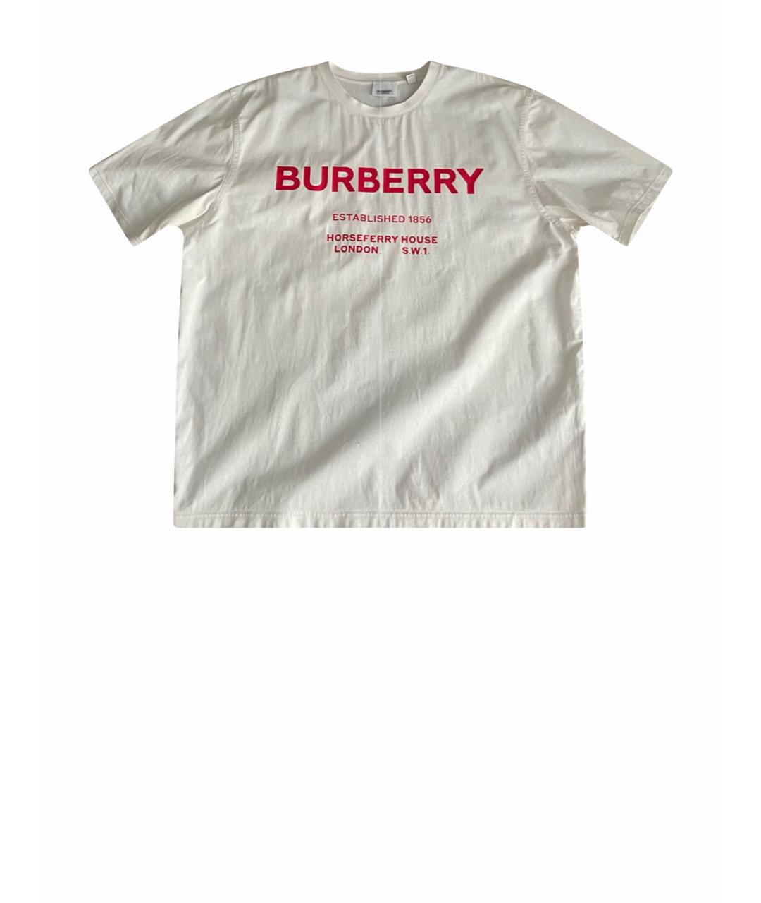 BURBERRY Белая хлопковая футболка, фото 1