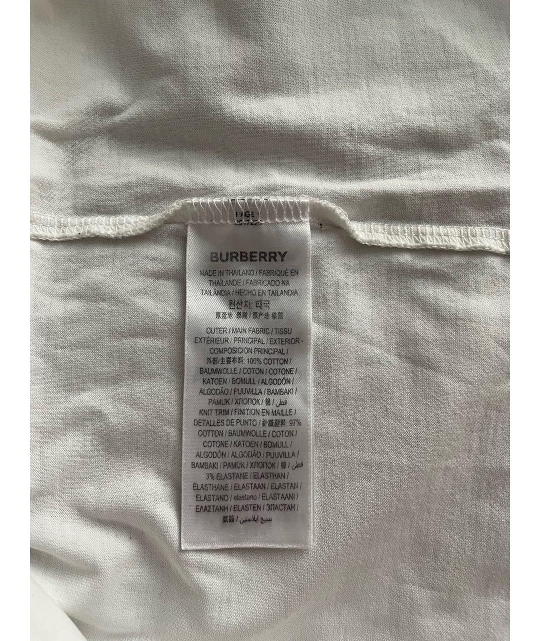 BURBERRY Белая хлопковая футболка, фото 3