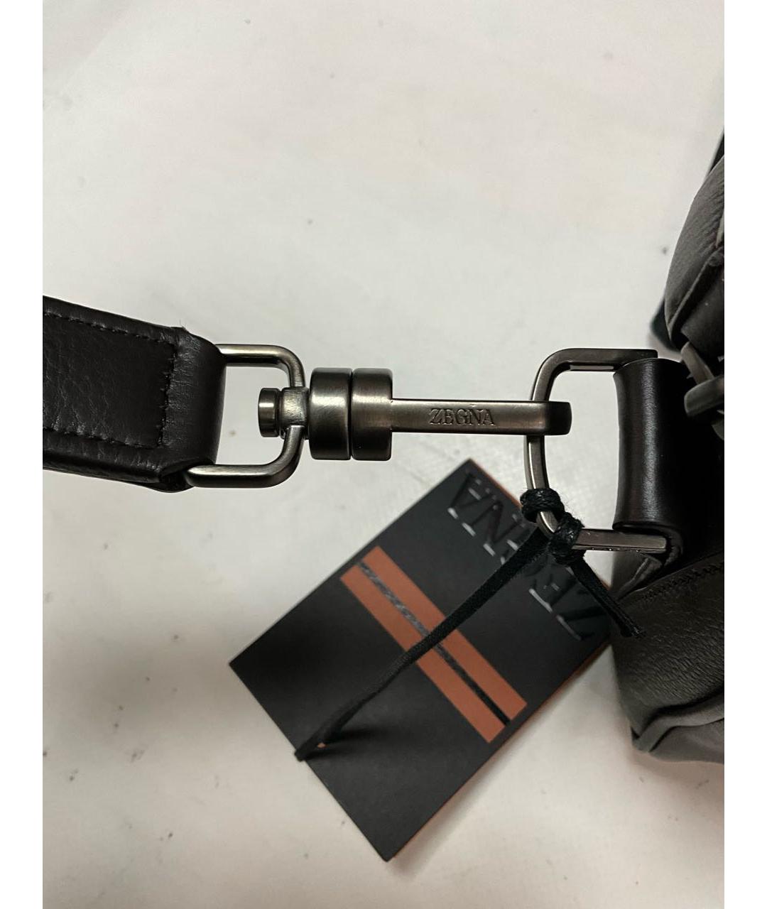 ZEGNA Коричневая кожаная барсетка, фото 5