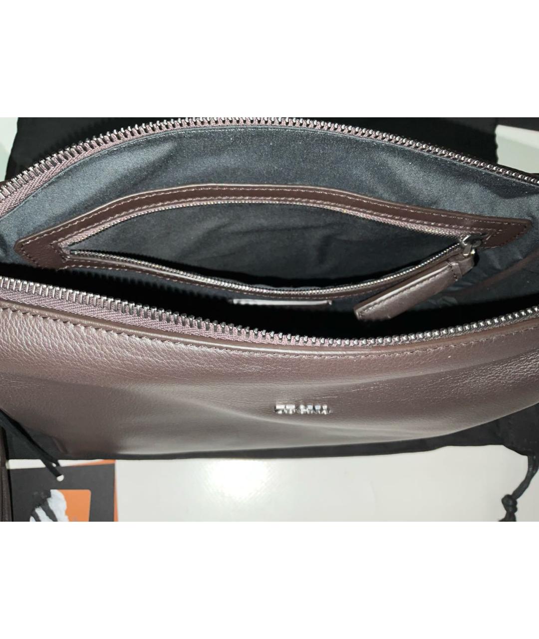 ZEGNA Коричневая кожаная барсетка, фото 4