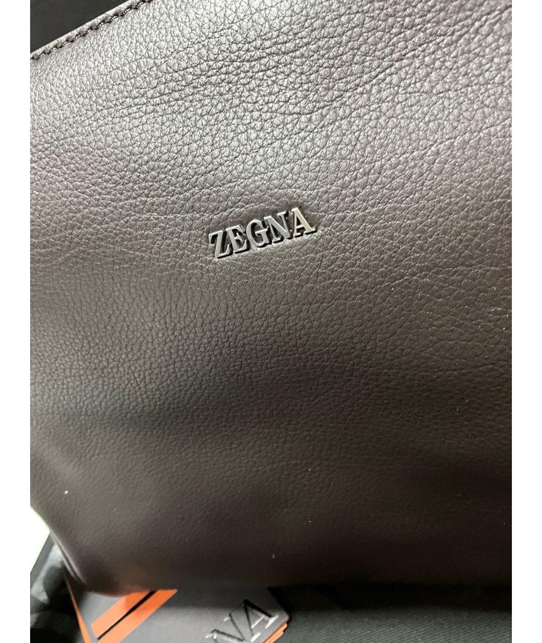ZEGNA Коричневая кожаная барсетка, фото 3