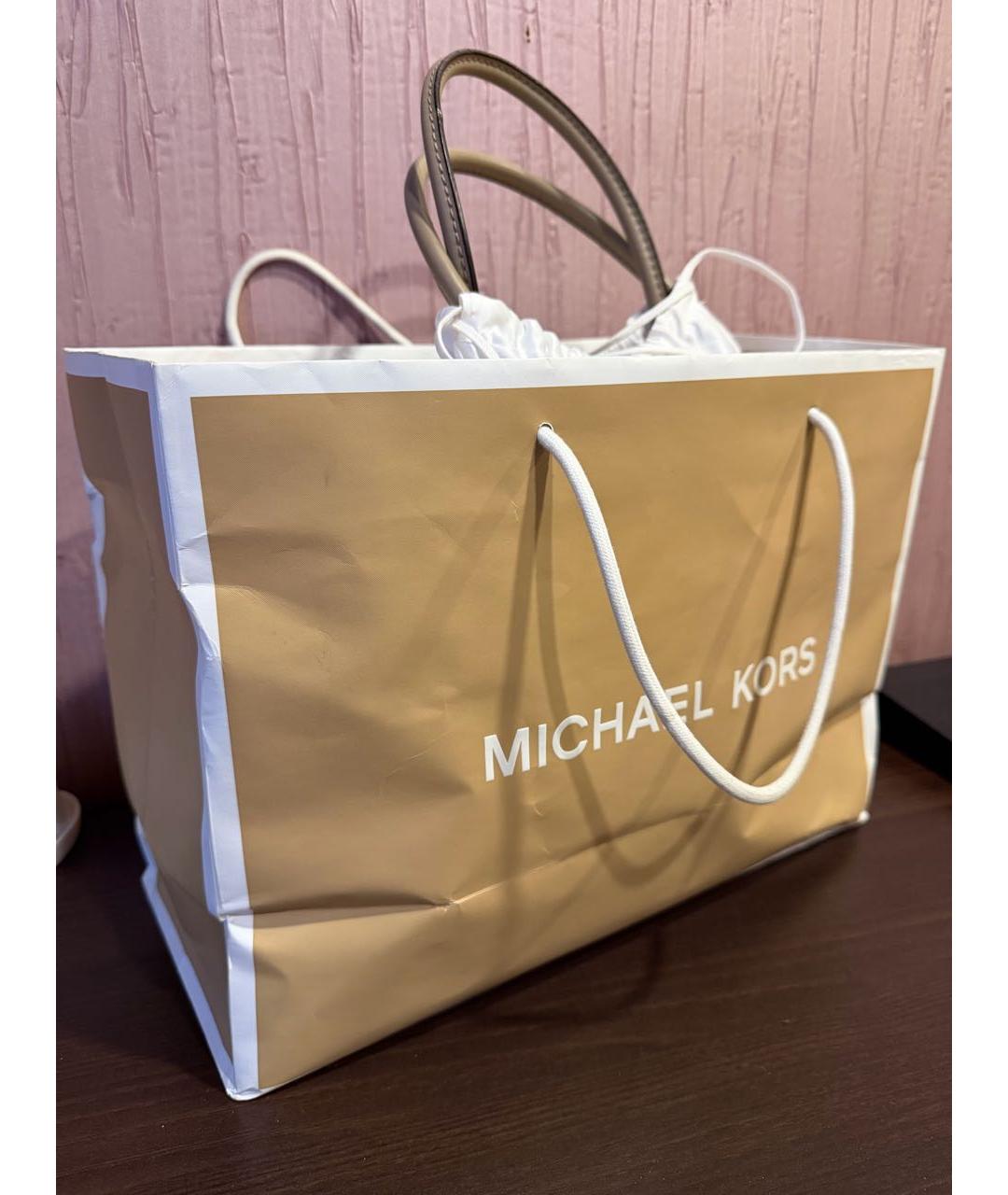 MICHAEL KORS Бежевая кожаная сумка тоут, фото 7