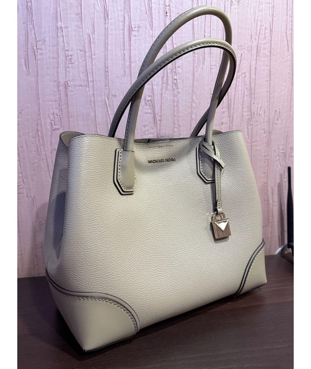 MICHAEL KORS Бежевая кожаная сумка тоут, фото 8