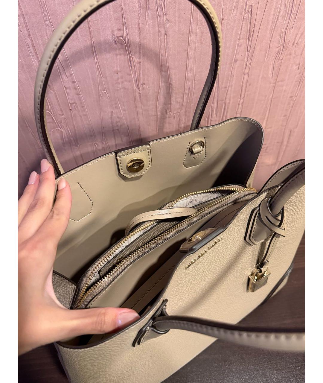 MICHAEL KORS Бежевая кожаная сумка тоут, фото 4