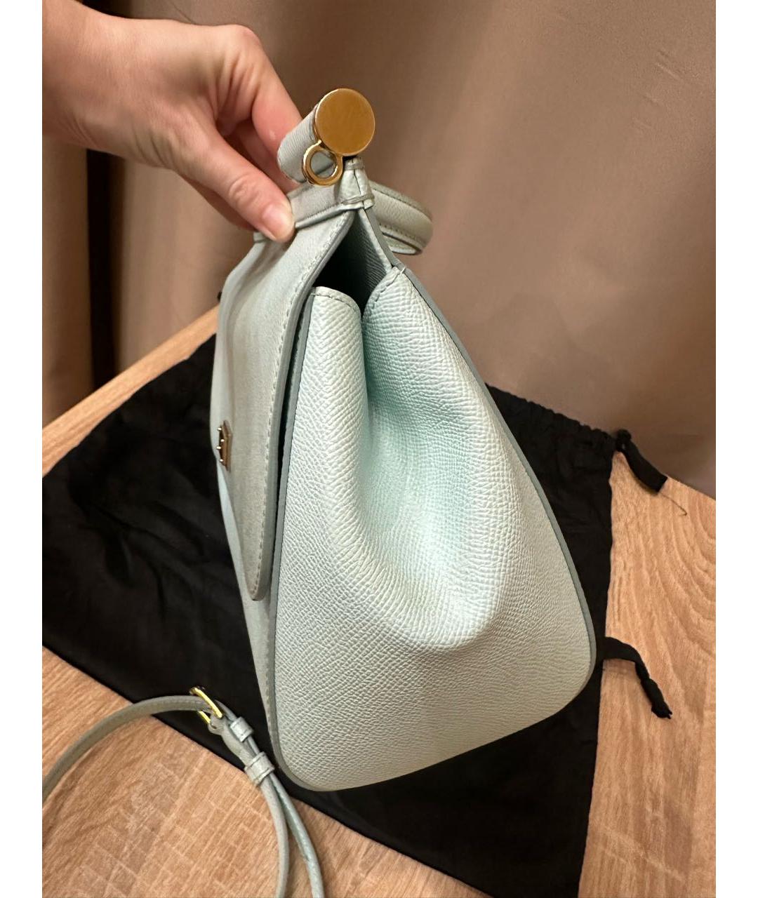 DOLCE&GABBANA Голубая кожаная сумка с короткими ручками, фото 6