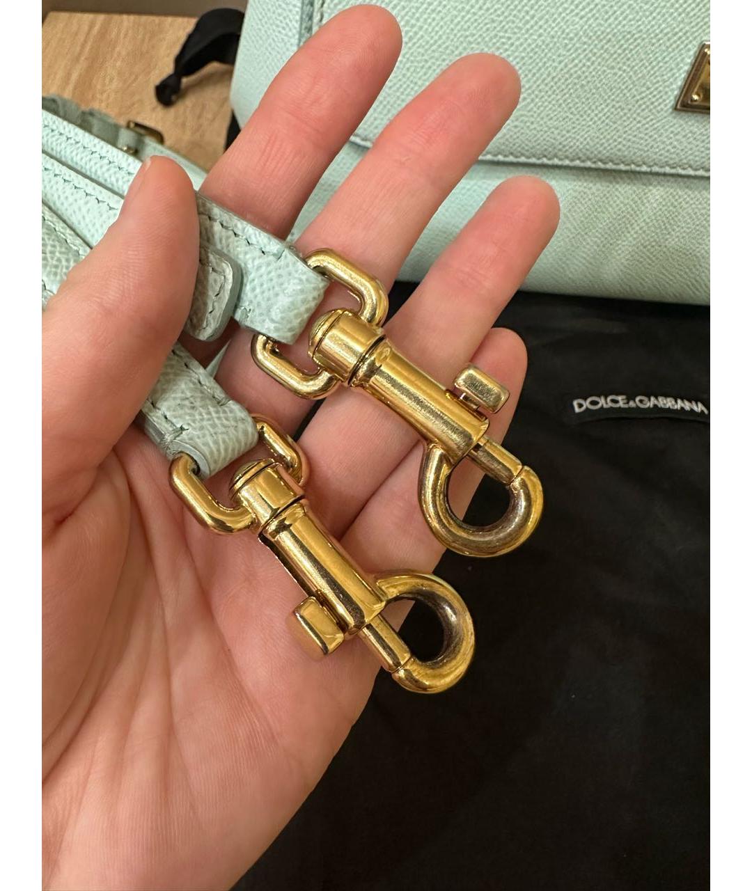 DOLCE&GABBANA Голубая кожаная сумка с короткими ручками, фото 8