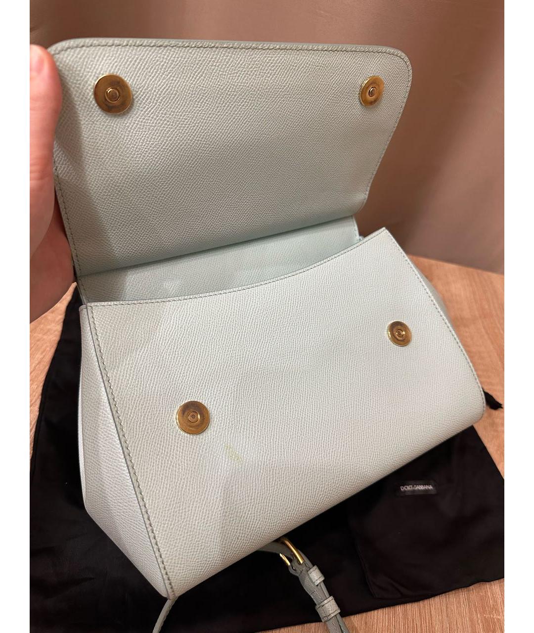 DOLCE&GABBANA Голубая кожаная сумка с короткими ручками, фото 3