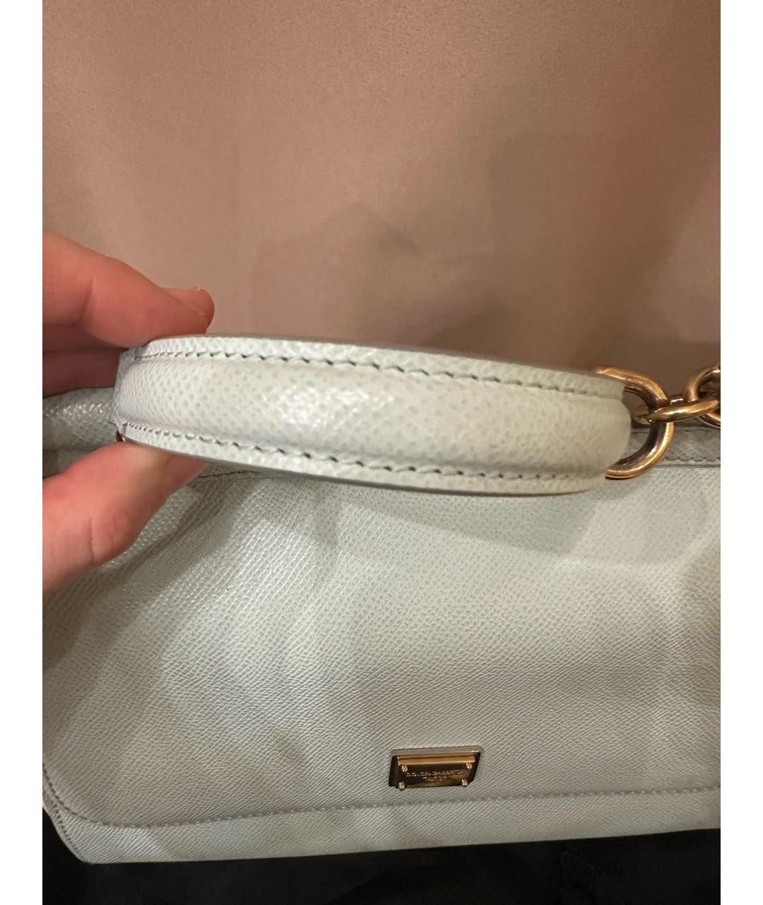 DOLCE&GABBANA Голубая кожаная сумка с короткими ручками, фото 7