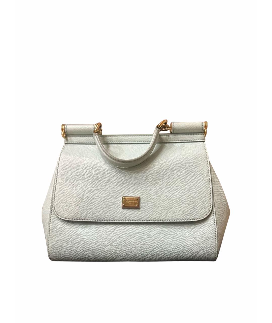 DOLCE&GABBANA Голубая кожаная сумка с короткими ручками, фото 1