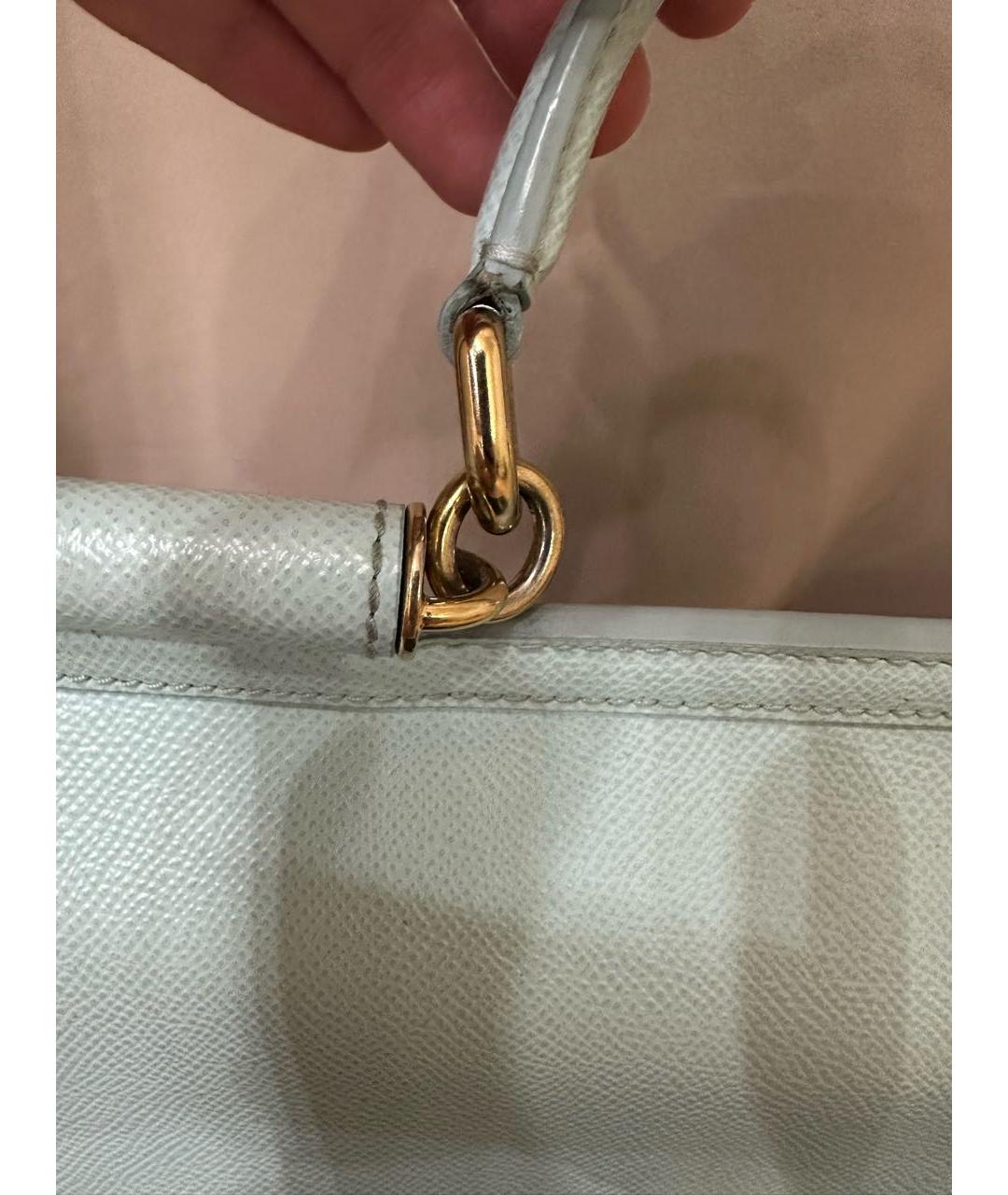 DOLCE&GABBANA Голубая кожаная сумка с короткими ручками, фото 2