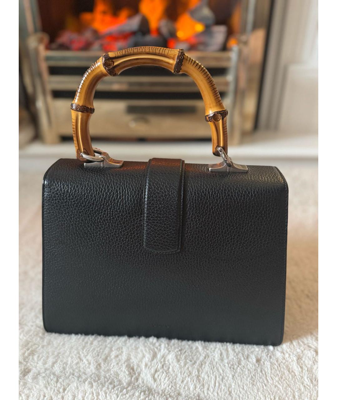 GUCCI Черная кожаная сумка с короткими ручками, фото 3