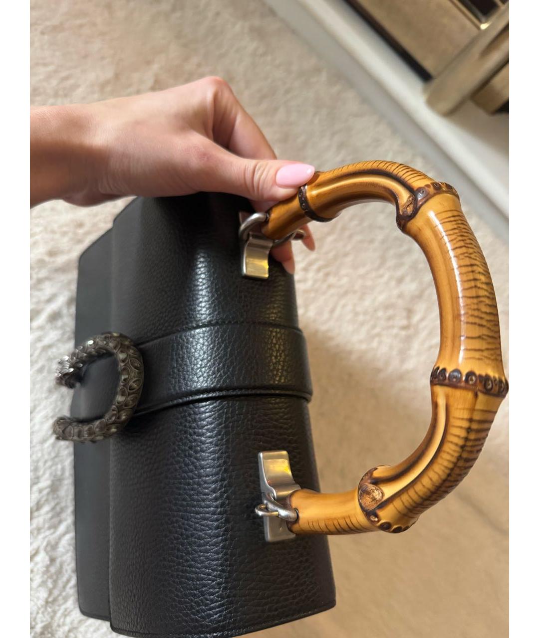GUCCI Черная кожаная сумка с короткими ручками, фото 5