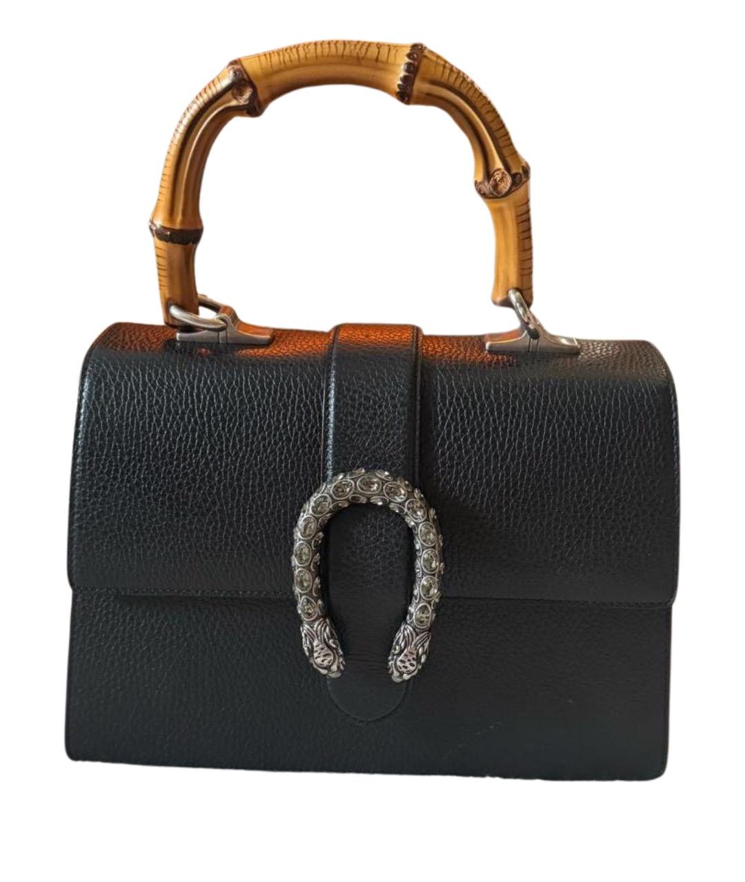 GUCCI Черная кожаная сумка с короткими ручками, фото 1