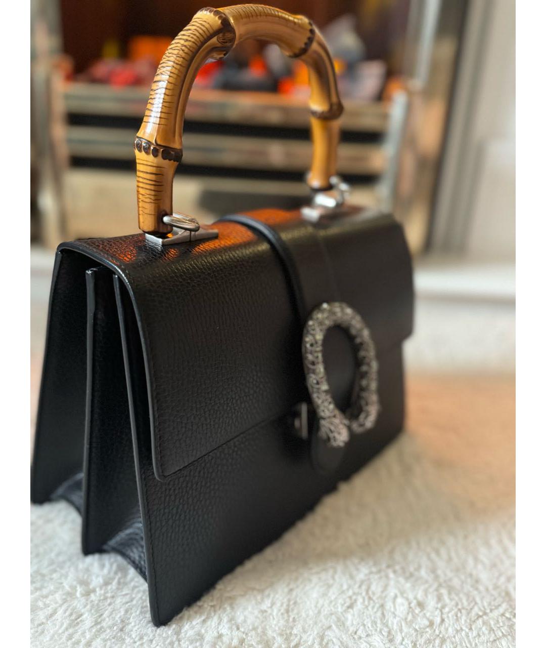GUCCI Черная кожаная сумка с короткими ручками, фото 2