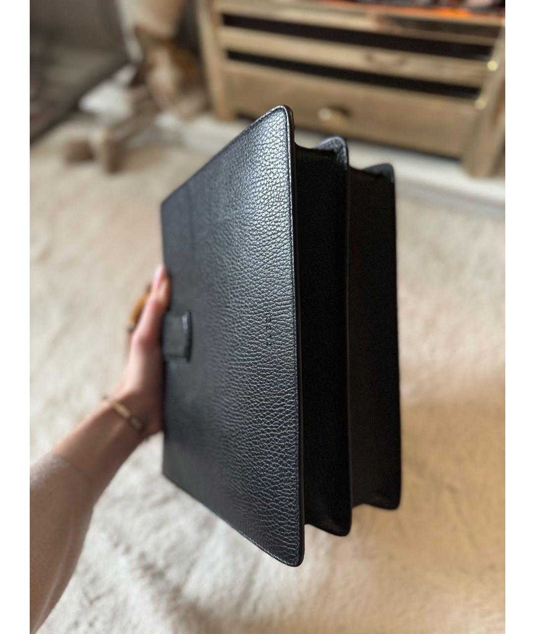 GUCCI Черная кожаная сумка с короткими ручками, фото 7