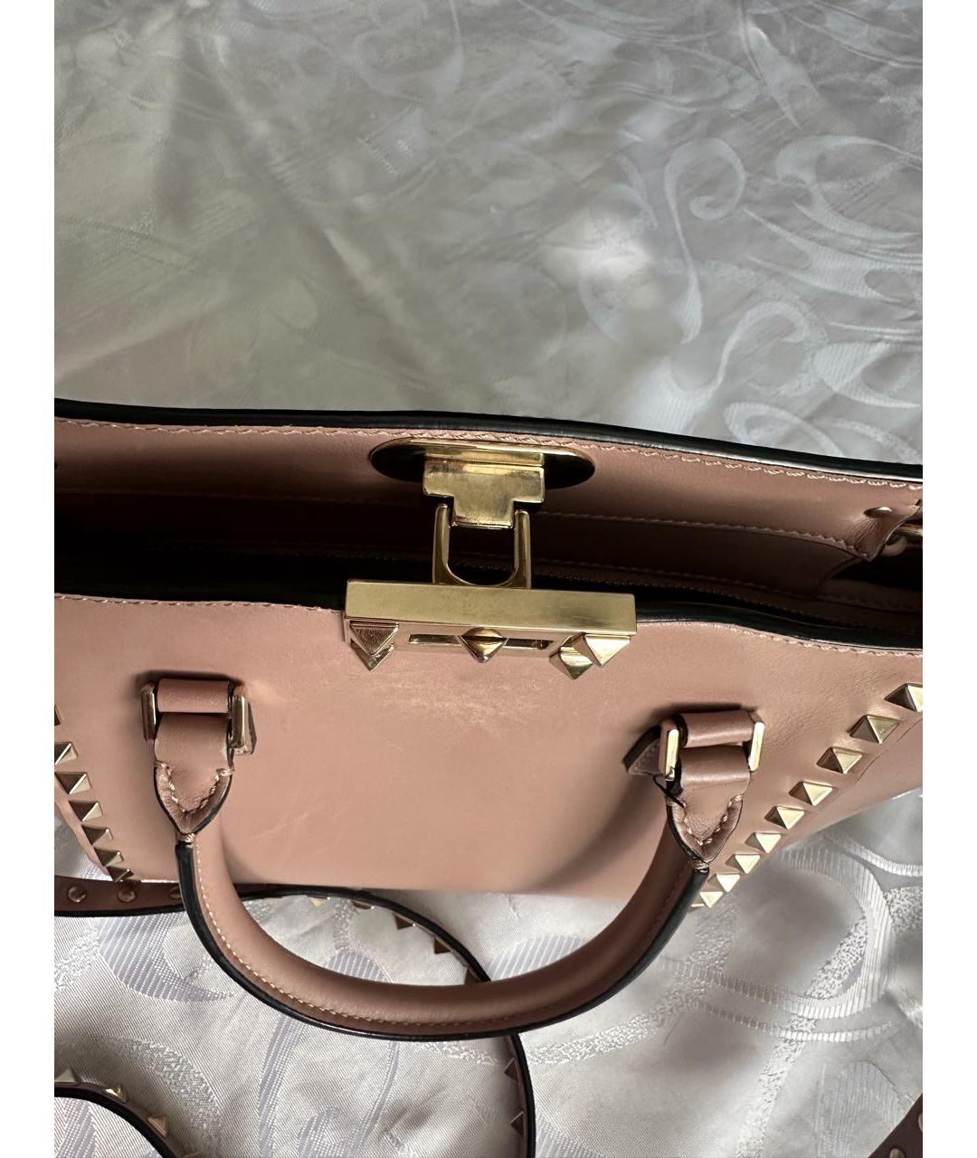 VALENTINO Бежевая кожаная сумка с короткими ручками, фото 7