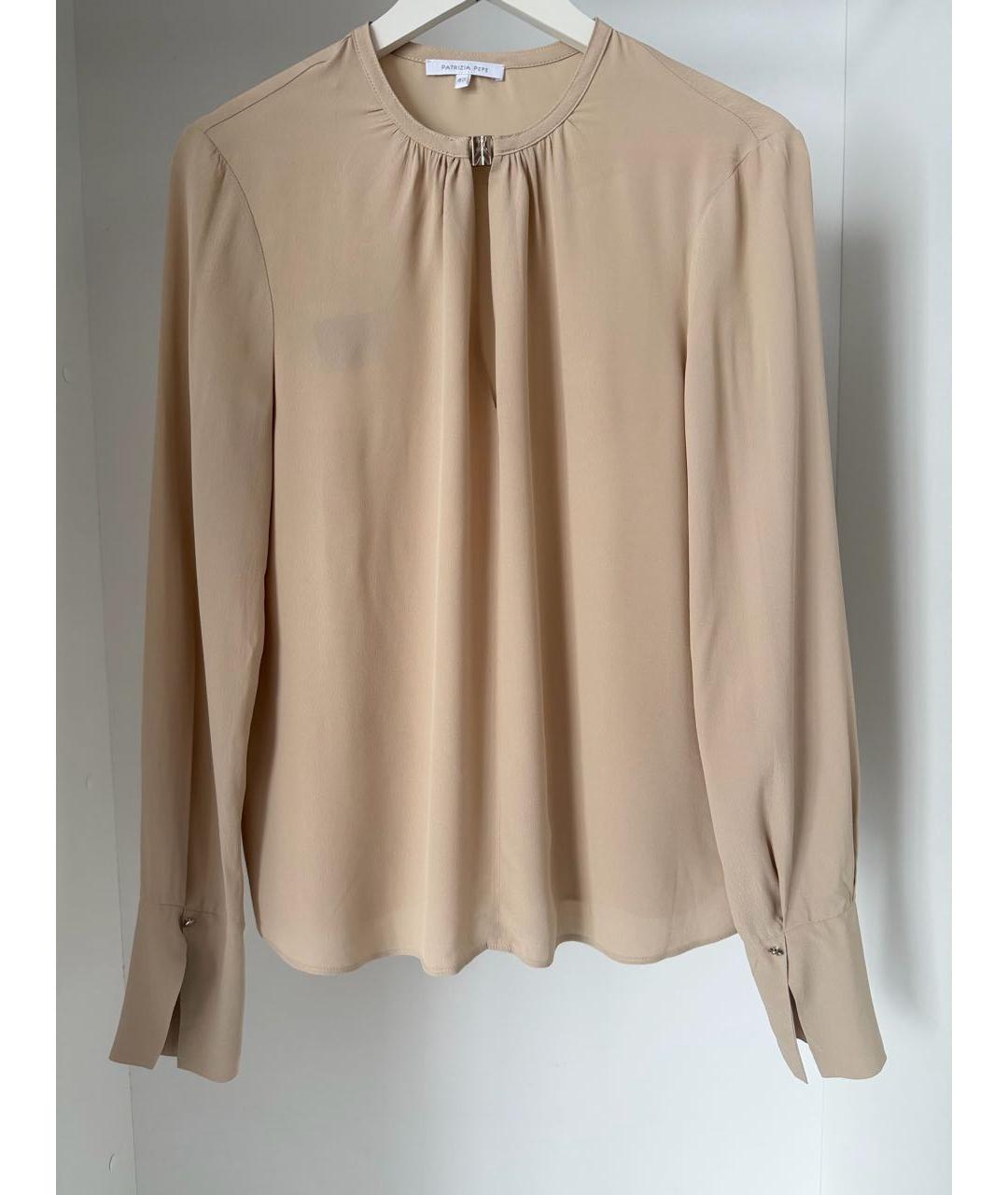 PATRIZIA PEPE Бежевая вискозная блузы, фото 2