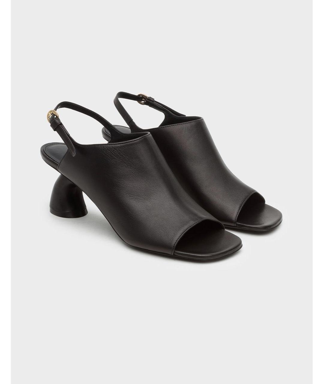 DRIES VAN NOTEN Черные кожаные босоножки, фото 2
