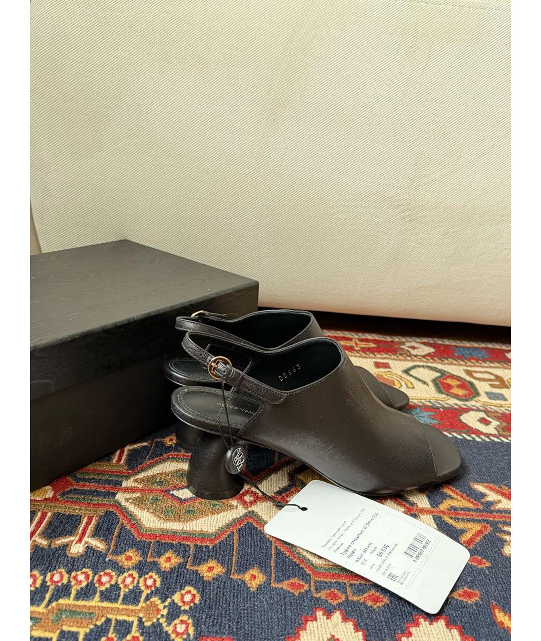 DRIES VAN NOTEN Черные кожаные босоножки, фото 5