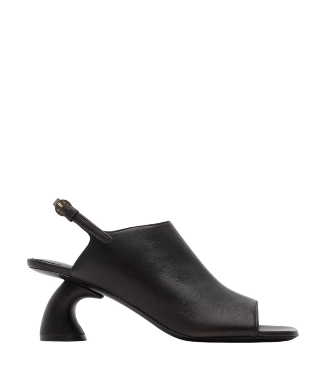 DRIES VAN NOTEN Черные кожаные босоножки, фото 1