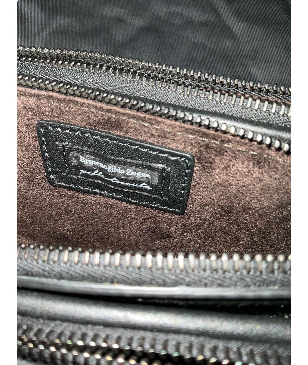 ERMENEGILDO ZEGNA XXX Черная кожаная барсетка, фото 7