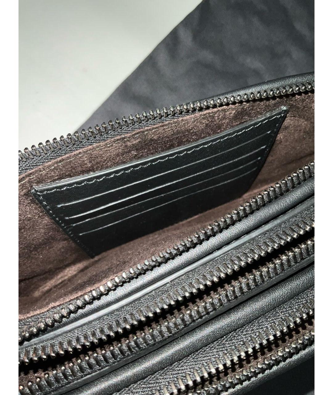 ERMENEGILDO ZEGNA XXX Черная кожаная барсетка, фото 9