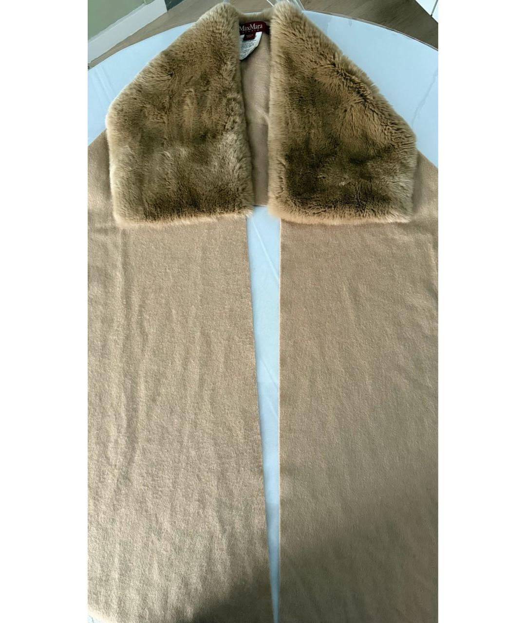 MAX MARA STUDIO Коричневый кашемировый шарф, фото 4