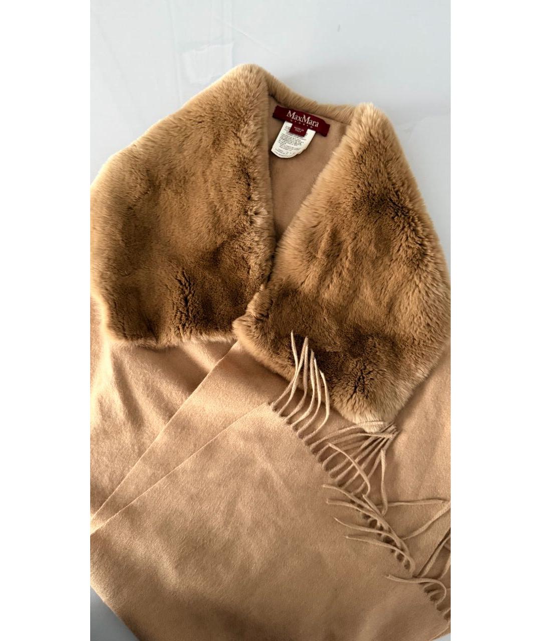 MAX MARA STUDIO Коричневый кашемировый шарф, фото 3