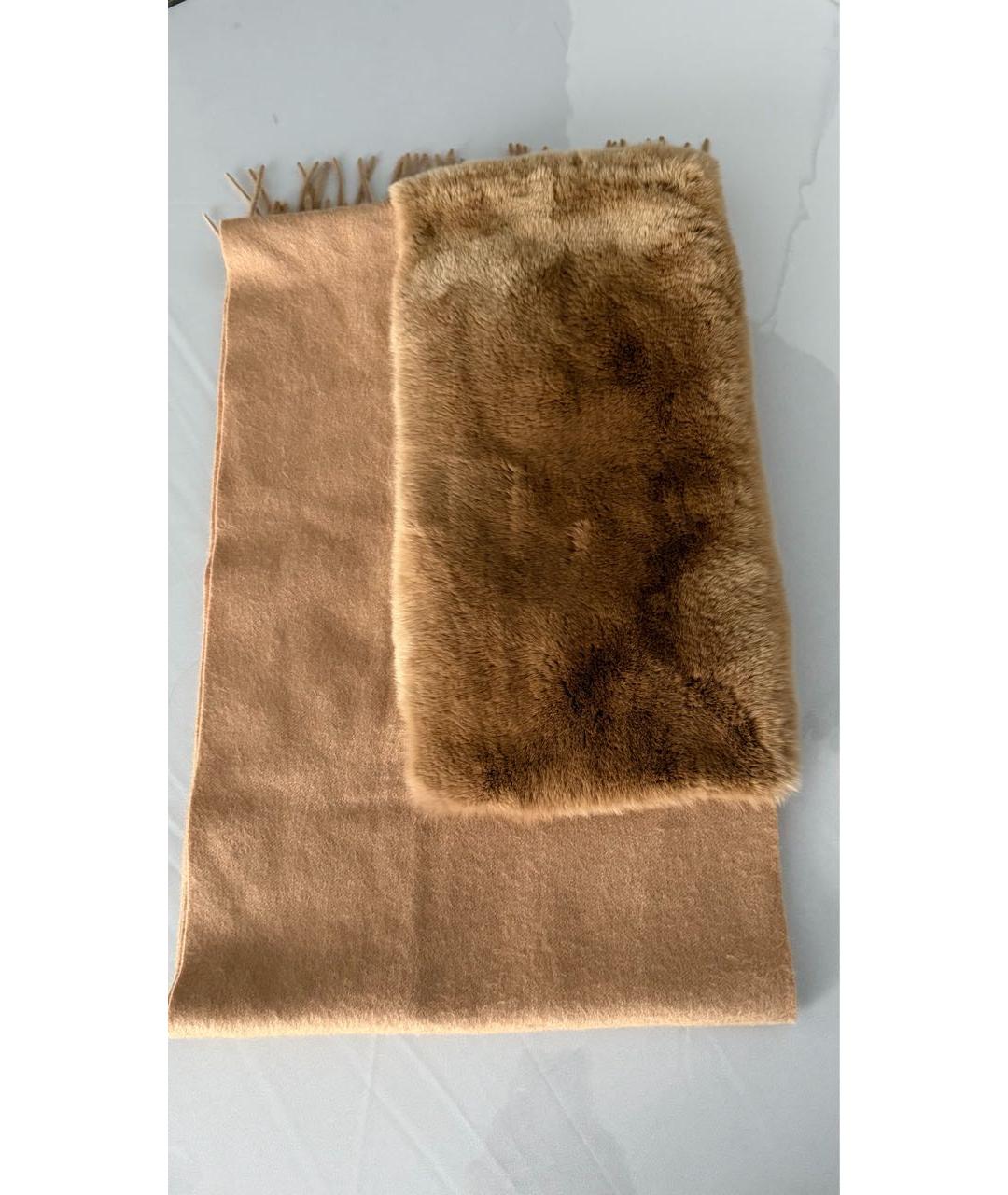 MAX MARA STUDIO Коричневый кашемировый шарф, фото 6