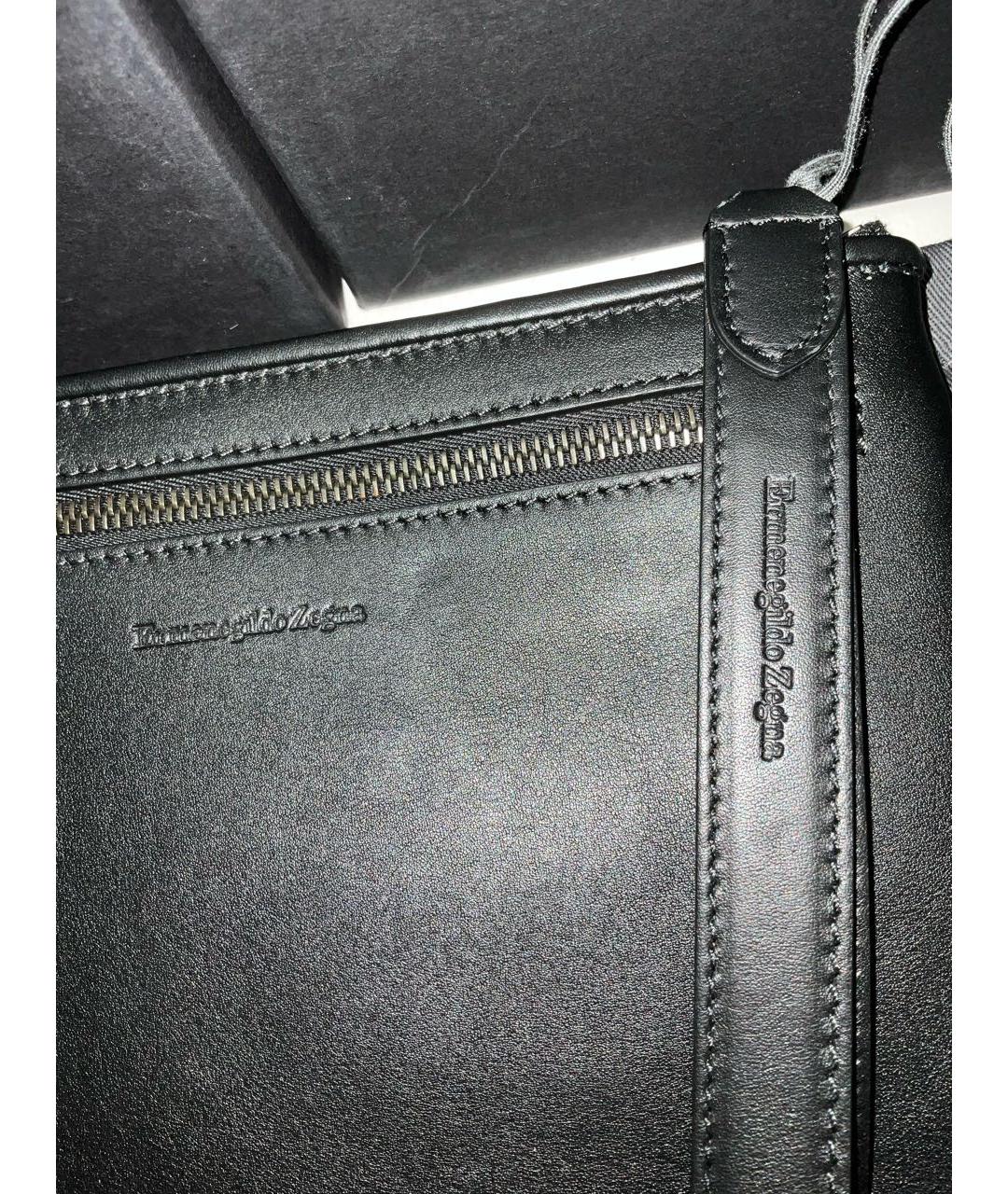 ERMENEGILDO ZEGNA XXX Черная кожаная барсетка, фото 3