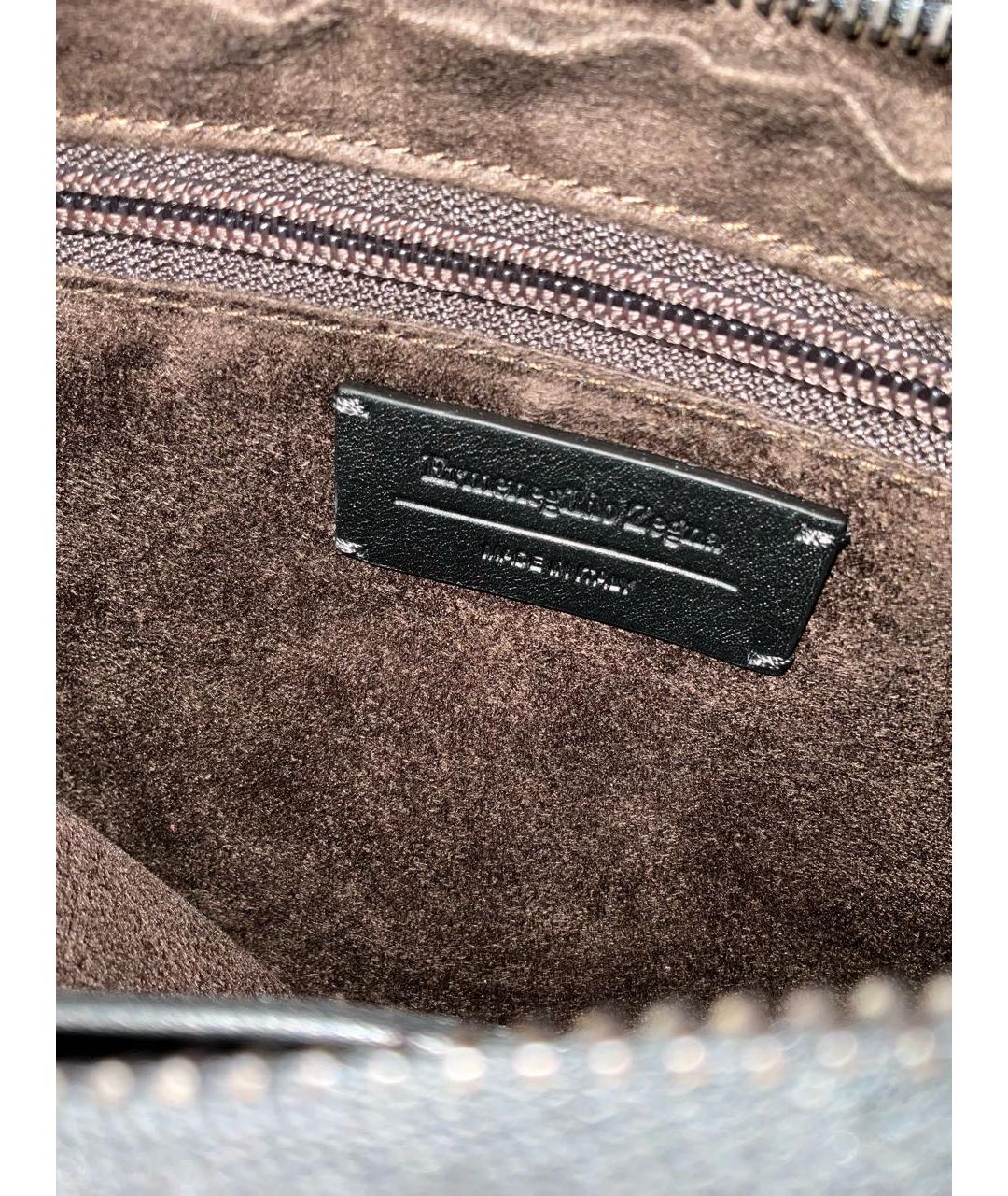 ERMENEGILDO ZEGNA XXX Черная кожаная барсетка, фото 5