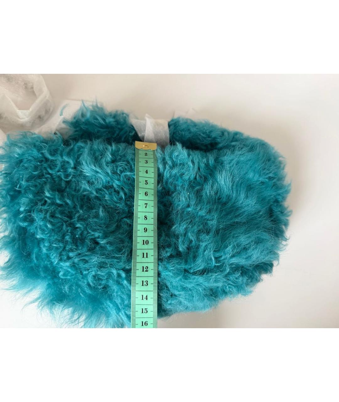 BY FAR Бирюзовая меховая сумка через плечо, фото 4