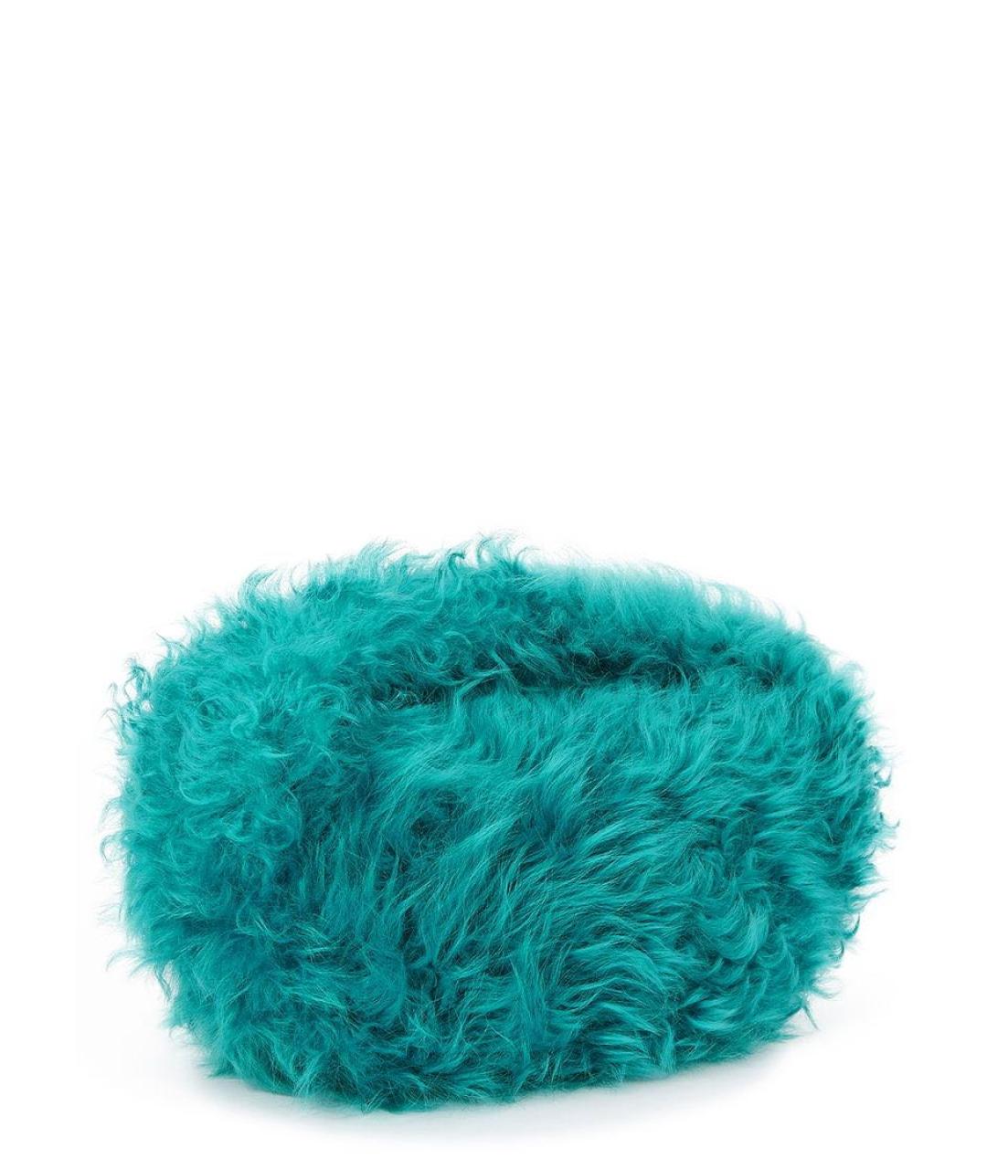 BY FAR Бирюзовая меховая сумка через плечо, фото 6