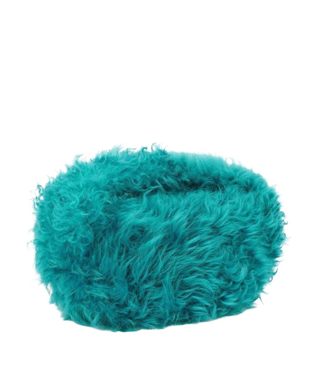 BY FAR Бирюзовая меховая сумка через плечо, фото 1