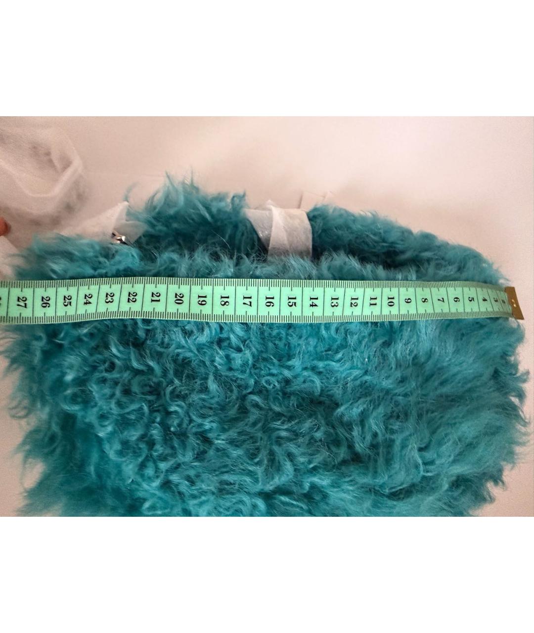 BY FAR Бирюзовая меховая сумка через плечо, фото 3