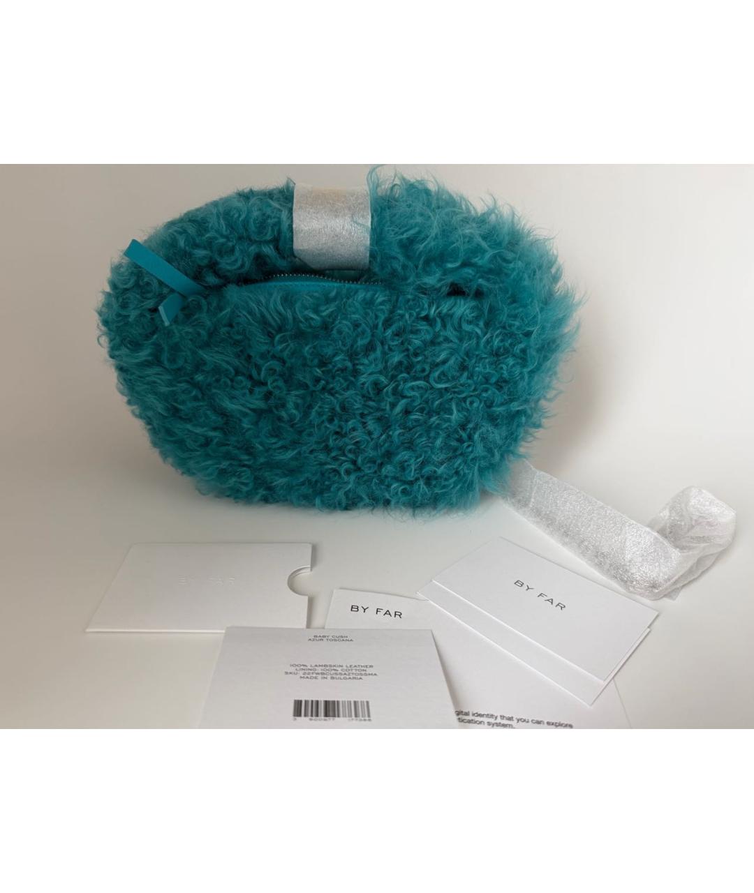 BY FAR Бирюзовая меховая сумка через плечо, фото 2