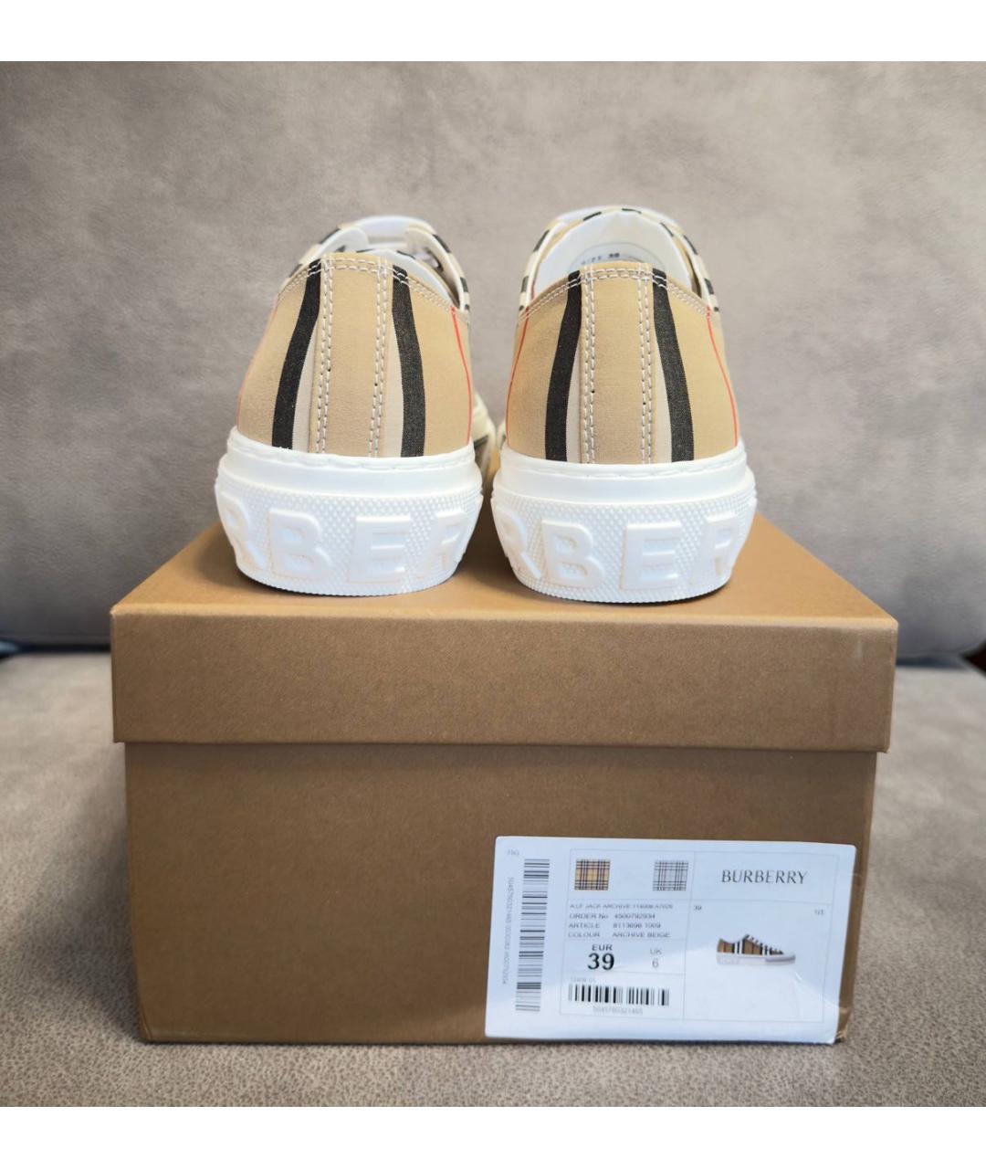 BURBERRY Бежевые текстильные кеды, фото 5
