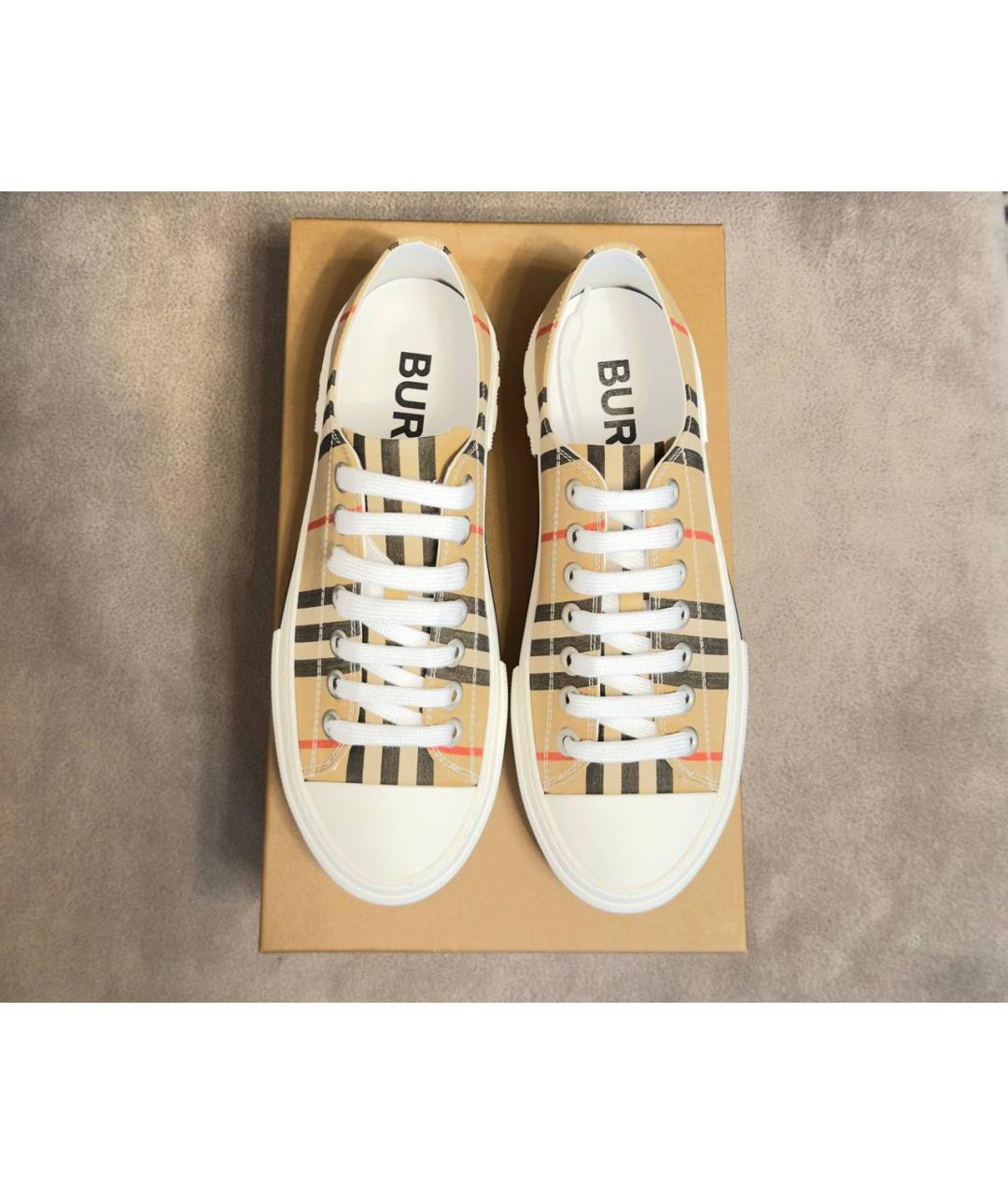 BURBERRY Бежевые текстильные кеды, фото 2