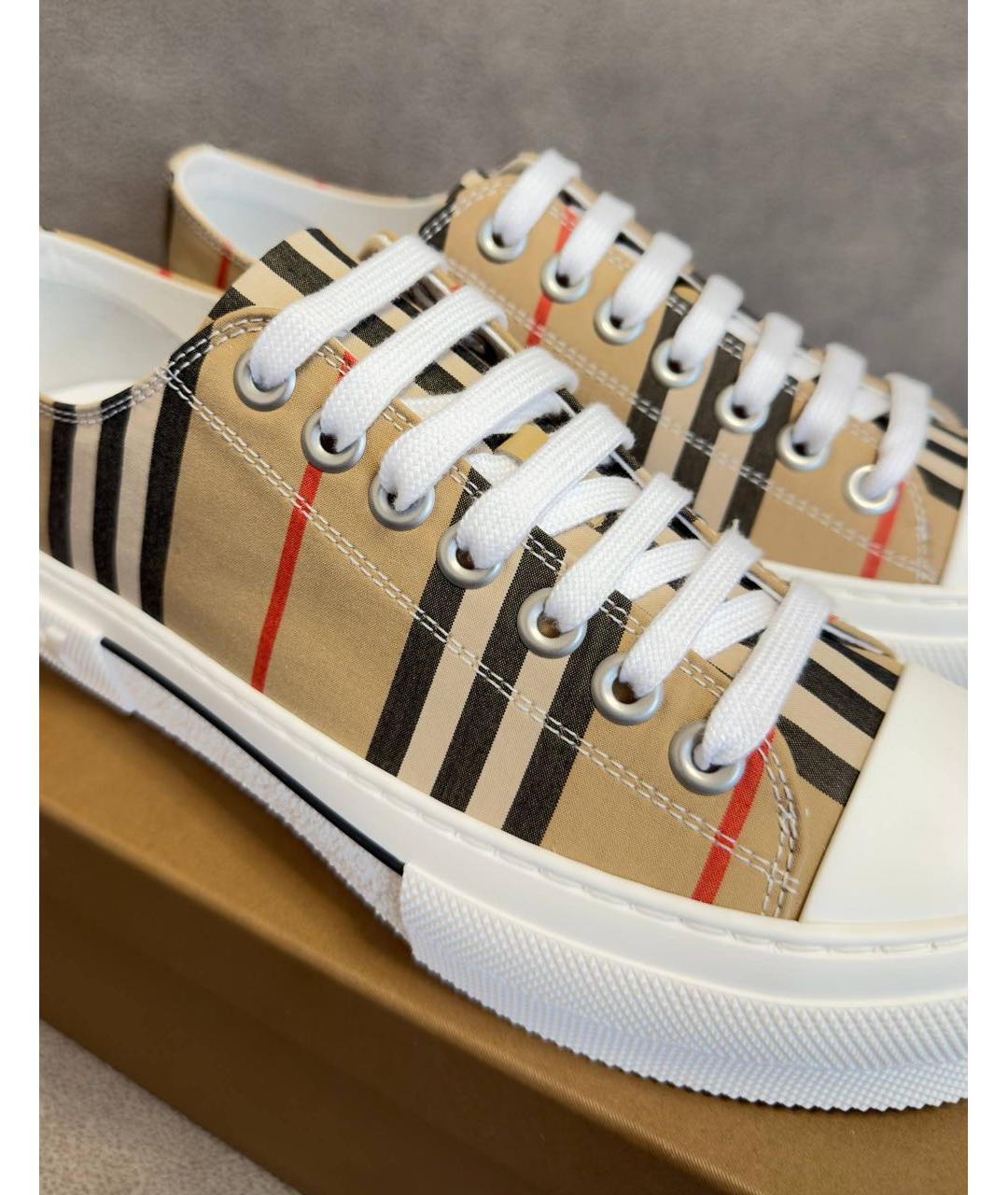 BURBERRY Бежевые текстильные кеды, фото 3