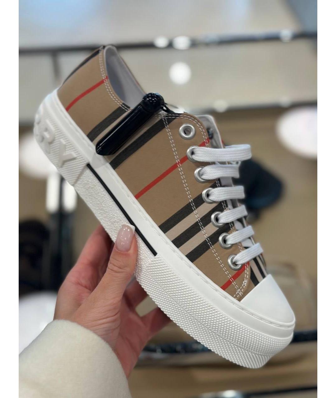BURBERRY Бежевые текстильные кеды, фото 7