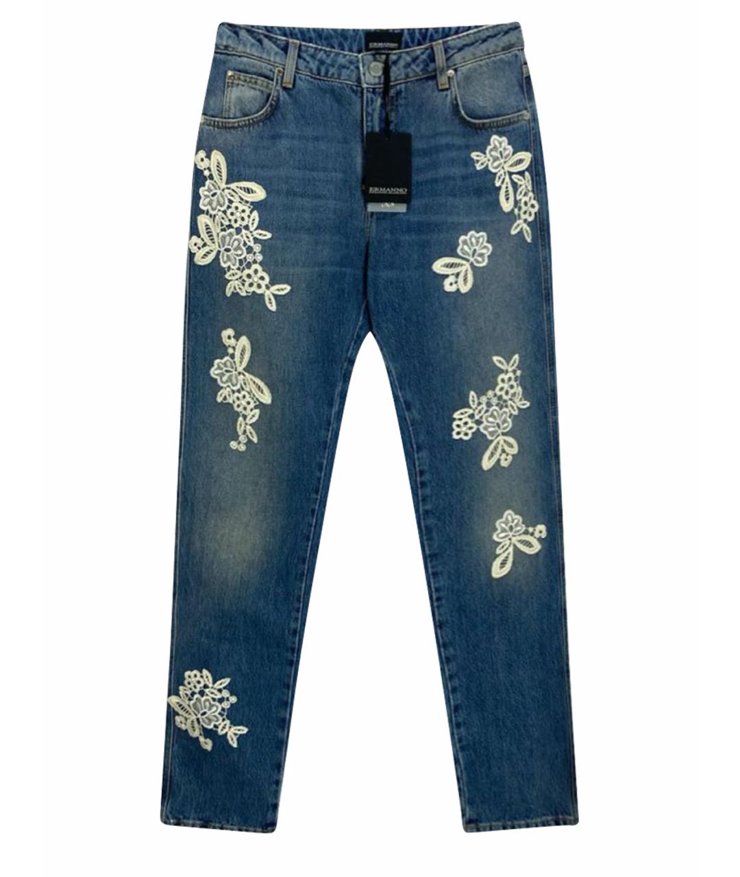 ERMANNO SCERVINO Голубые хлопковые прямые джинсы, фото 10