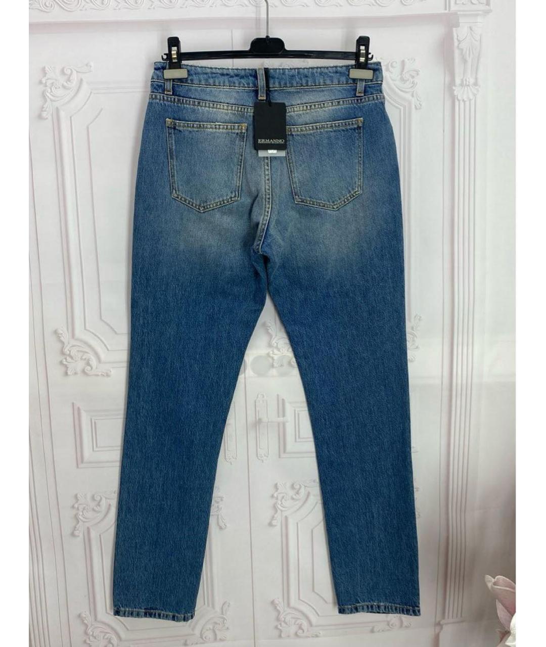 ERMANNO SCERVINO Голубые хлопковые прямые джинсы, фото 2