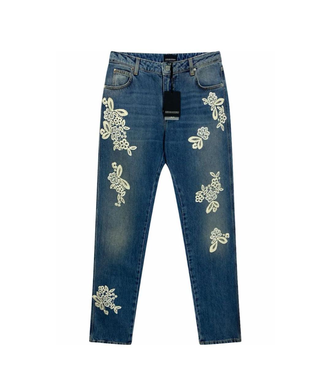 ERMANNO SCERVINO Голубые хлопковые прямые джинсы, фото 9