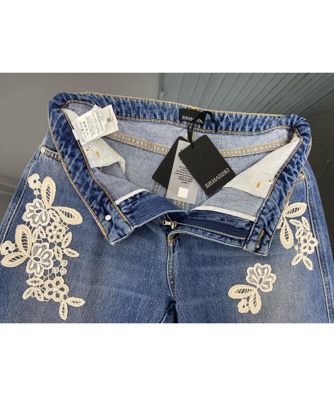 ERMANNO SCERVINO Голубые хлопковые прямые джинсы, фото 3