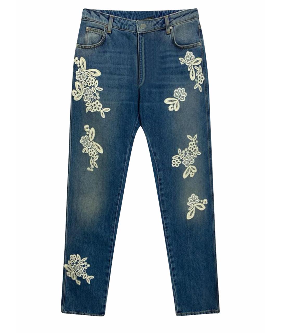 ERMANNO SCERVINO Голубые хлопковые прямые джинсы, фото 1