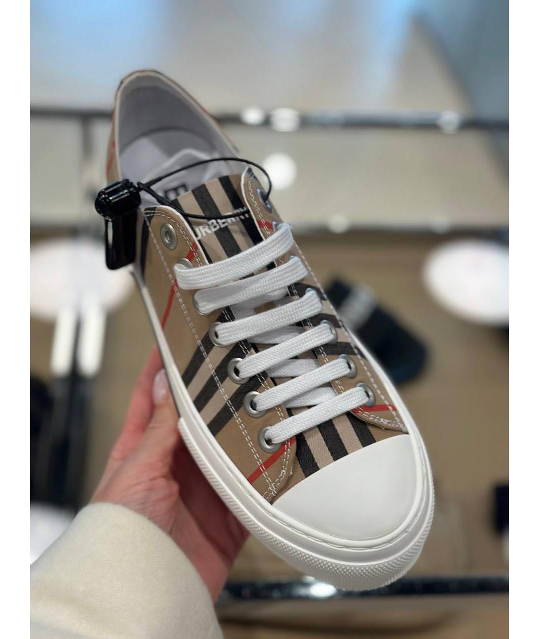 BURBERRY Бежевые текстильные кеды, фото 5