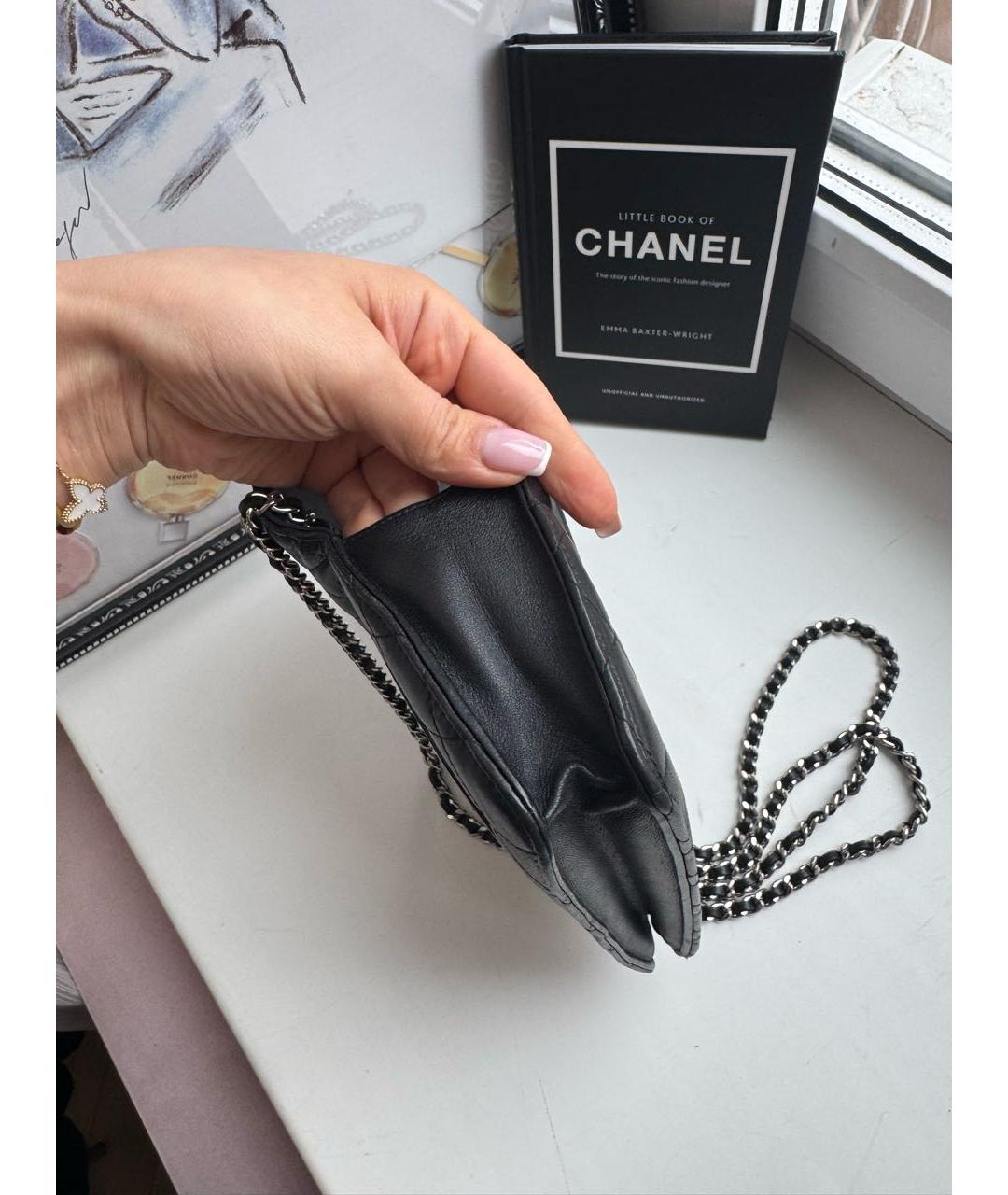 CHANEL Черная кожаная сумка через плечо, фото 4