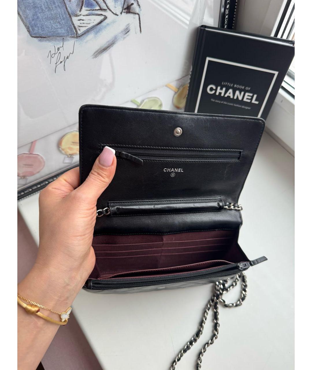 CHANEL Черная кожаная сумка через плечо, фото 6